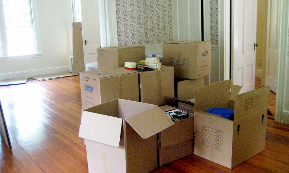 Room full of moving boxes