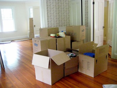 Room full of moving boxes